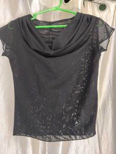 Sheer Black Cowl Neck Top