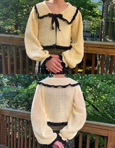Crochet Cardigan with Peter Pan Collar