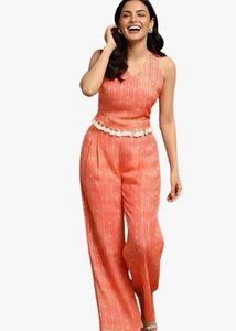 Vibrant Orange Printed Blouse
