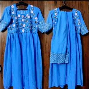 Stunning Blue Embroidered Ethnic Gown