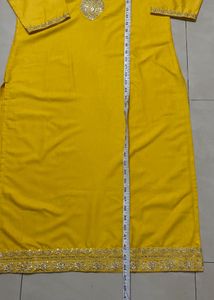 Vibrant Yellow Kurta Set with Floral Dupatta