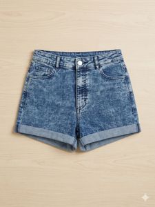 Blue Acid Wash Denim Shorts