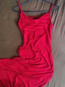 Red Spaghetti Strap Midi Dress