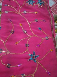 Beautiful Embroidered Pink Saree