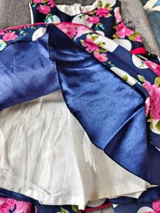 Navy Floral &amp; Polka Dot Dress
