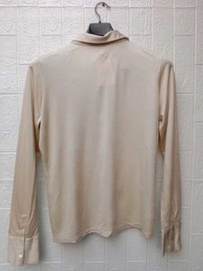 New With Tag Korean Elegant Beige Button-Down Shir