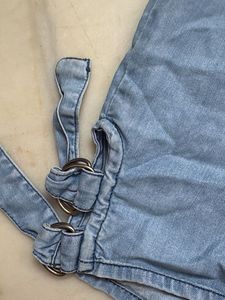 crop Denim Shirt with Ring Detail