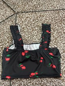 Chic Black Floral Print Top