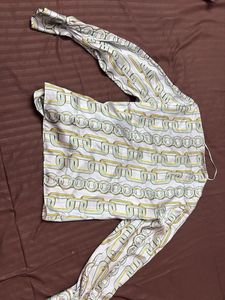 Zara Stylish Chain Print Button-Up Shirt