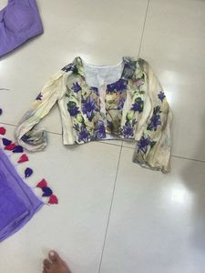 LAVENDER SAREE WITH TWO BLOUSES