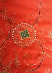 royal rajputi old time .Orange Embroidered Saree