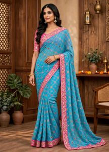 Beautiful Blue Ethnic Saree