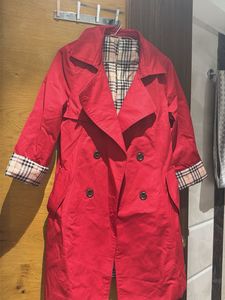Chic Red burberry Trench Coat