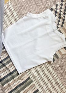 White Ribbed Sleeveless Crop Top
