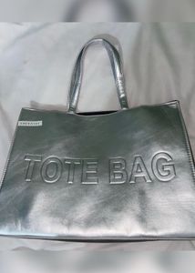 Silver Metallic Tote Bag