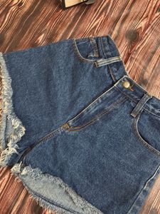 Distressed Denim High Waisted Shorts