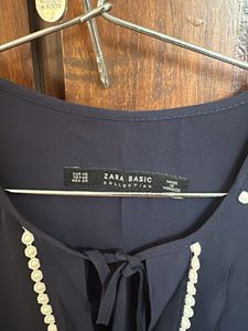 Navy Blue Top with White Trim