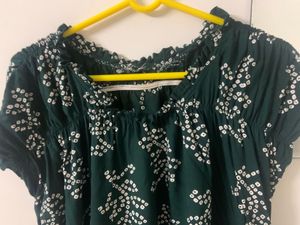 Bottle Green Bandhej Printed Tunic Top