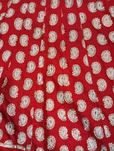 Red anarkali with White Embellishments