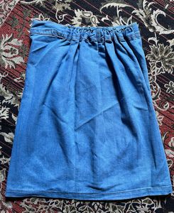 Classic Blue Denim Button-Up Skirt