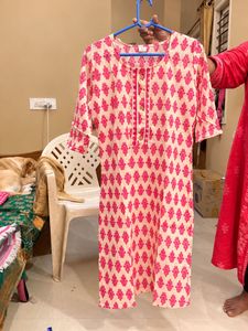 Pink Printed Kurta Set