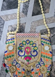 Embroidered Clutch Bag with Mirror Work