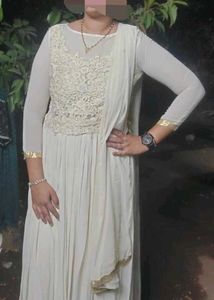 Elegant Off-White Embellished Gown
