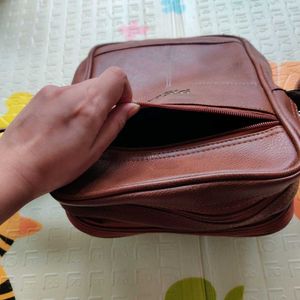 Men Brown Faux Leather Crossbody Bag