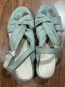 REDTAPE Light Green Platform Wedge Sandals