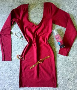 🔥😍HOT MAROON BACKLESS BODYCON FOR WOMEN