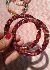 Unique Resin Bangles with Pearls