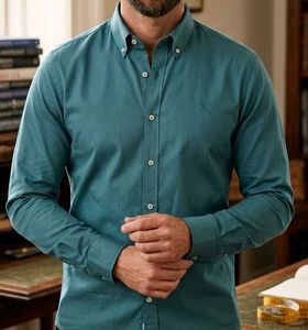 Men's Teal Button-Down Shirt