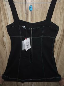 Chic Black Mini Dress with Contrast Stitching