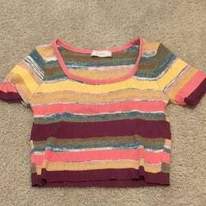 Striped Short Sleeve Knit Top