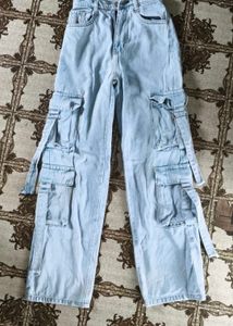 Light Wash Cargo Jeans