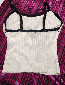 Cream Tank Top with Black Trim