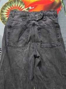 Washed Black Wide Leg Jeans
