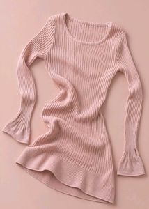 DUSTY PINK RIBBED MINI DRESS