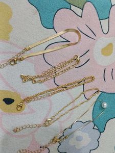 Gold Tone Anklets Set