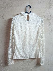 Partywear Lace Top Blouse Layered White