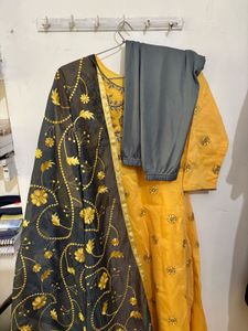 Beautiful Yellow Embroidered Ethnic Gown