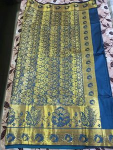 Elegant Blue &amp; Gold Saree