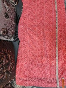 Pink Chikankari georgette Kurta churidar set