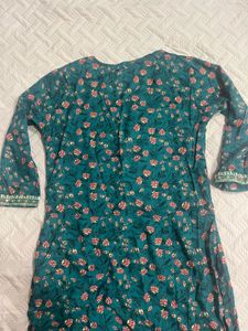 Teal Floral Kurta Set