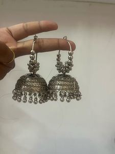 Antique Silver Jhumka Earrings