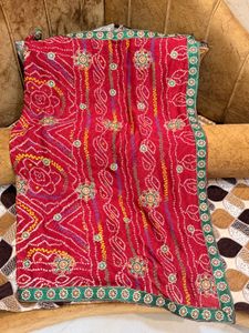 beautiful bandhej saree with blouse
