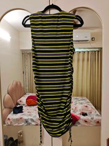 H&amp;M neon Striped Ruched Dress