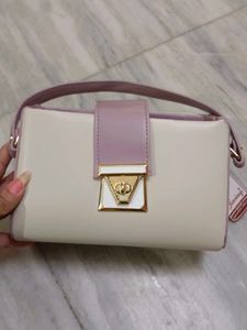 Elegant Cream &amp; Lilac Handbag