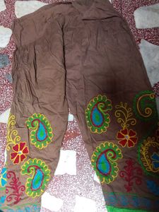 Embroidered Brown Palazzos