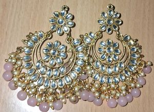 Elegant Pearl & Kundan Dangle Earrings